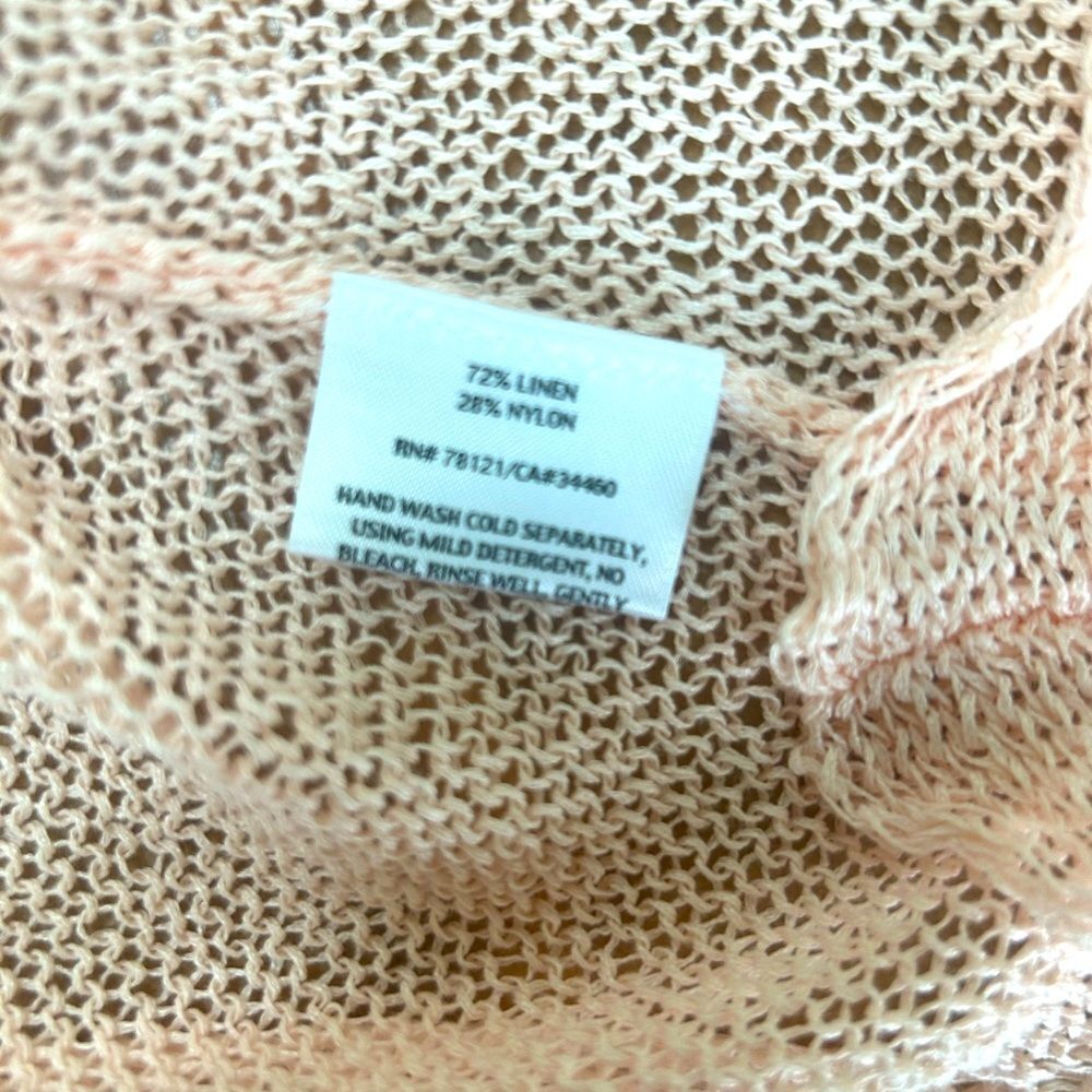 EILEEN FISHER Asymmetrical Hand-knit Linen blend Sleeveless Top XS Peach Perfect - Picture 7 of 9